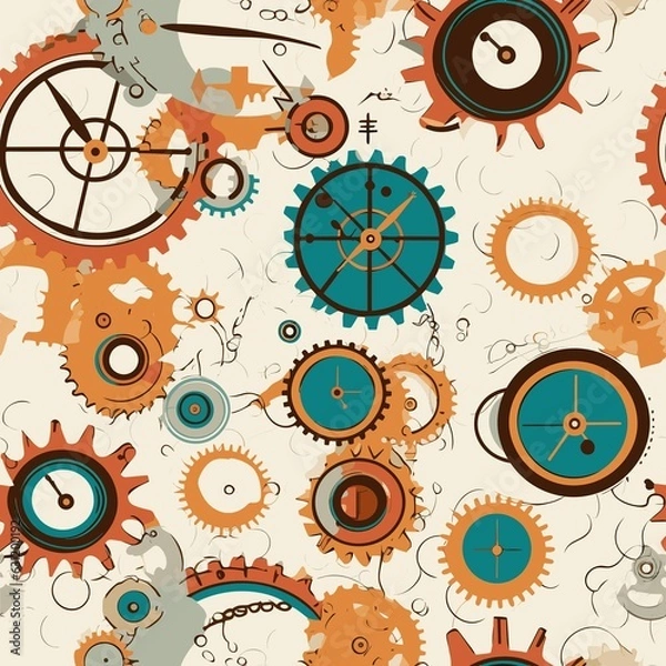 Fototapeta Steampunk Pattern vector illustration, Background