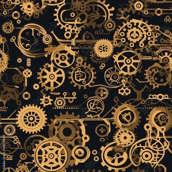 Fototapeta Steampunk Pattern vector illustration, Background