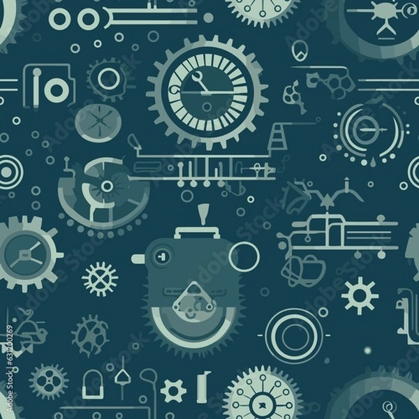 Obraz Steampunk Pattern vector illustration, Background