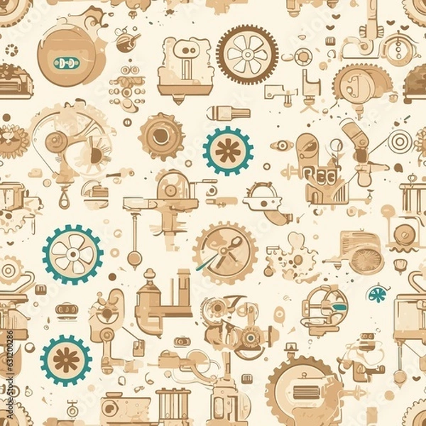 Fototapeta Steampunk Pattern vector illustration, Background