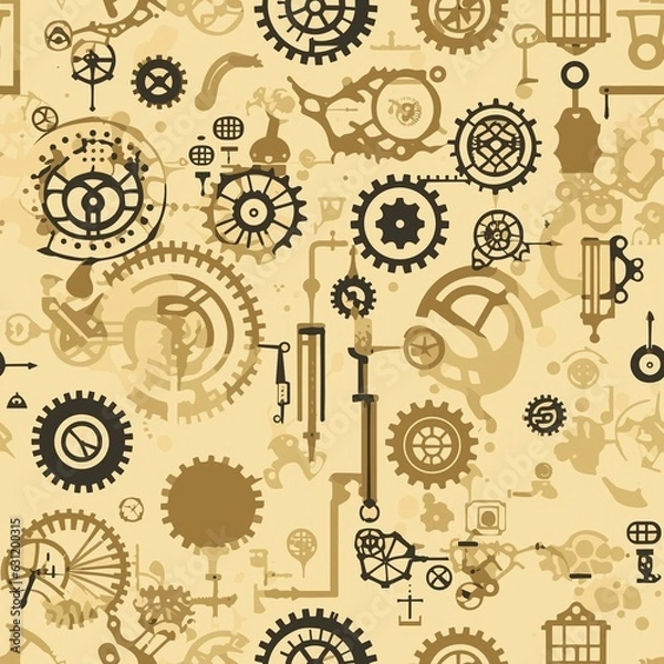 Fototapeta Steampunk Pattern vector illustration, Background