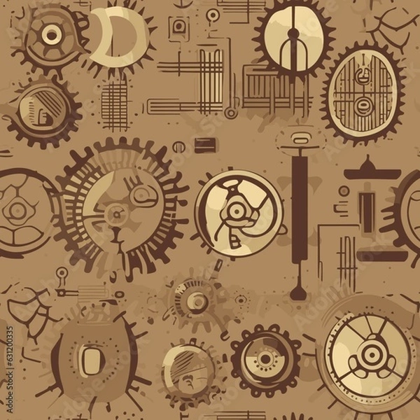 Fototapeta Steampunk Pattern vector illustration, Background