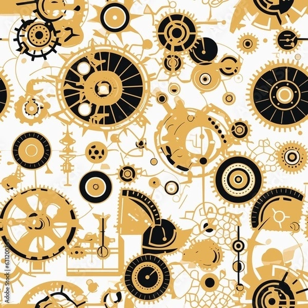 Fototapeta Steampunk Pattern vector illustration, Background