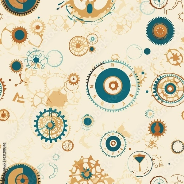 Fototapeta Steampunk Pattern vector illustration, Background