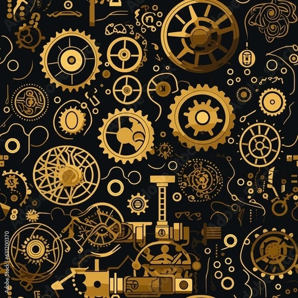 Fototapeta Steampunk Pattern vector illustration, Background