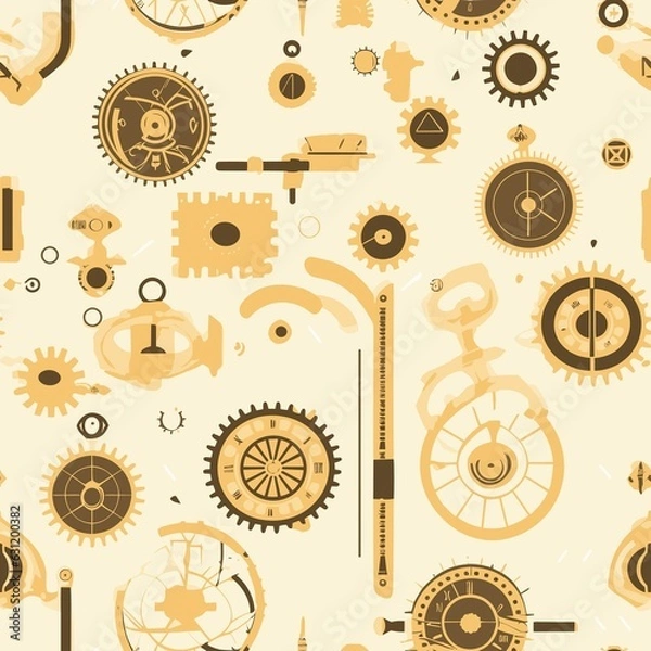Fototapeta Steampunk Pattern vector illustration, Background