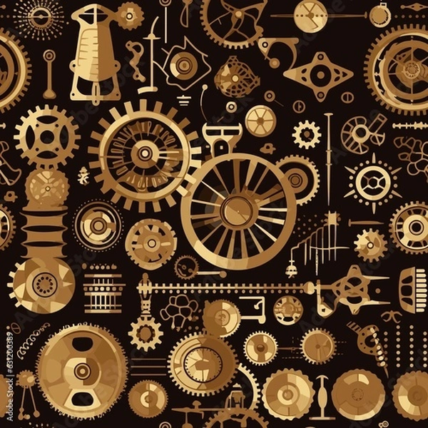 Fototapeta Steampunk Pattern vector illustration, Background
