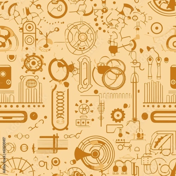 Fototapeta Steampunk Pattern vector illustration, Background
