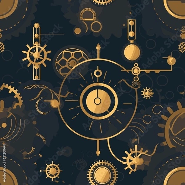 Fototapeta Steampunk Pattern vector illustration, Background