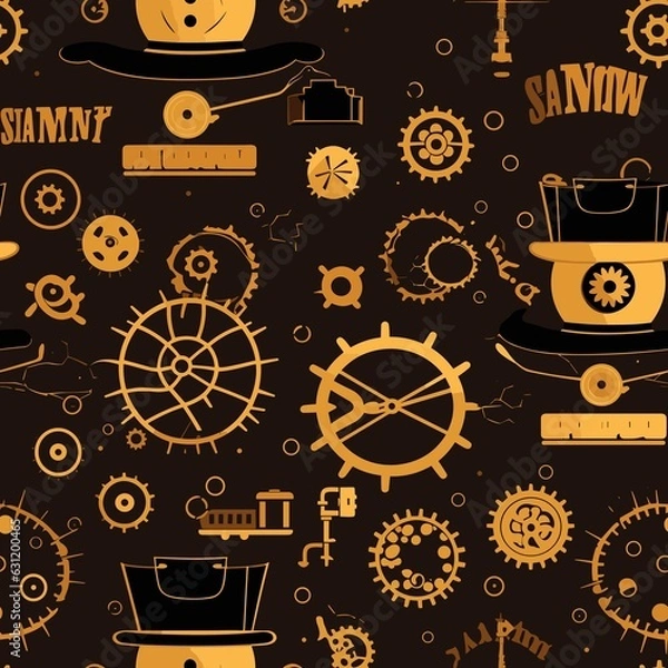 Fototapeta Steampunk Pattern vector illustration, Background