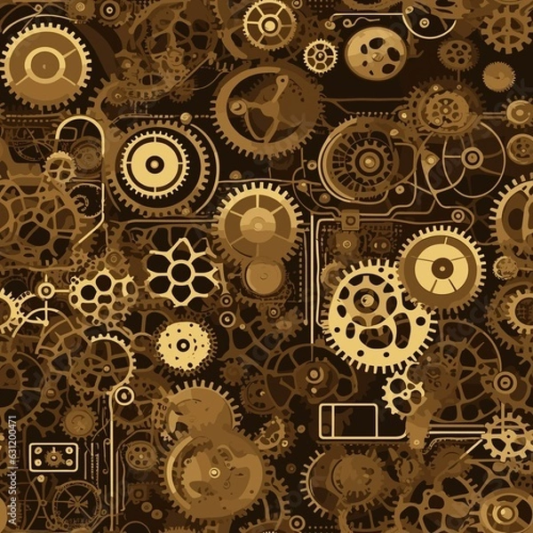Fototapeta Steampunk Pattern vector illustration, Background