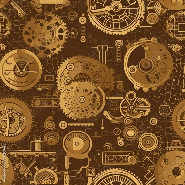 Fototapeta Steampunk Pattern vector illustration, Background