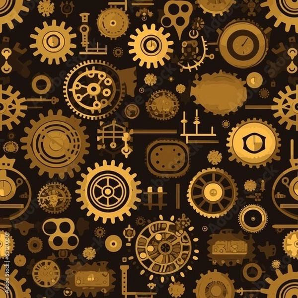 Fototapeta Steampunk Pattern vector illustration, Background