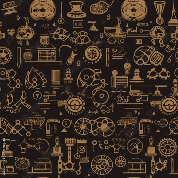 Fototapeta Steampunk Pattern vector illustration, Background
