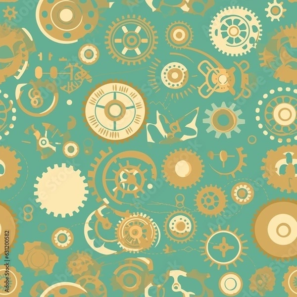 Fototapeta Steampunk Pattern vector illustration, Background