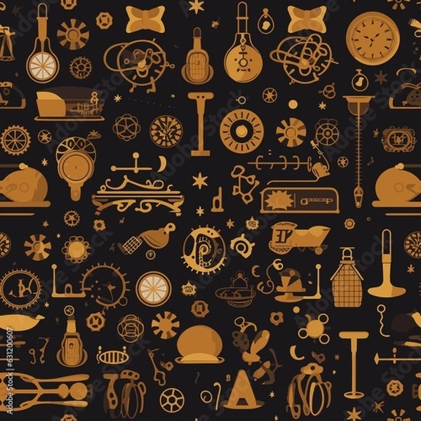 Fototapeta Steampunk Pattern vector illustration, Background