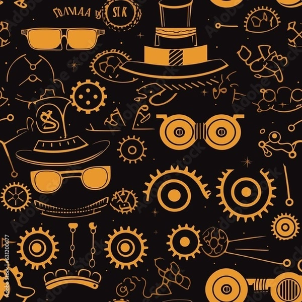 Fototapeta Steampunk Pattern vector illustration, Background