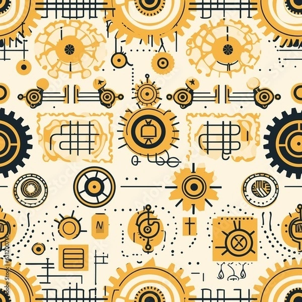 Fototapeta Steampunk Pattern vector illustration, Background