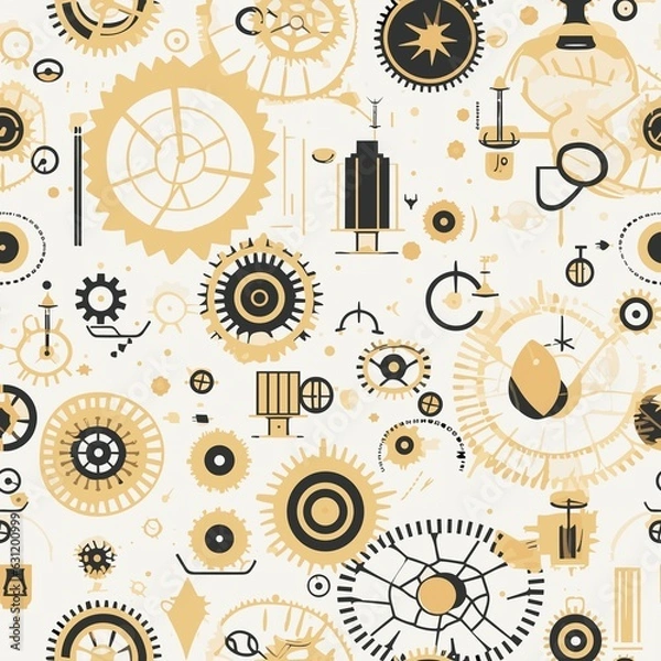 Fototapeta Steampunk Pattern vector illustration, Background