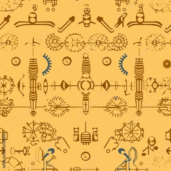 Fototapeta Steampunk Pattern vector illustration, Background