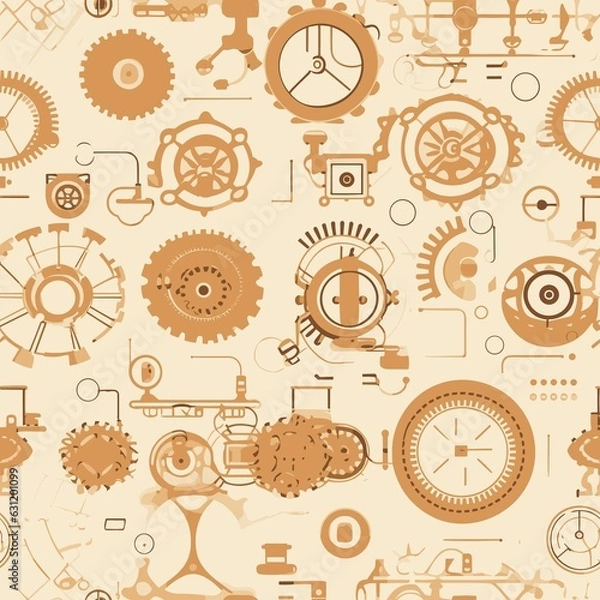 Fototapeta Steampunk Pattern vector illustration, Background