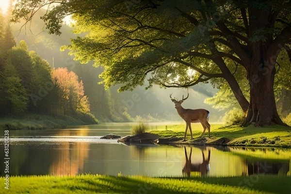 Obraz deer in the woods Generated Ai