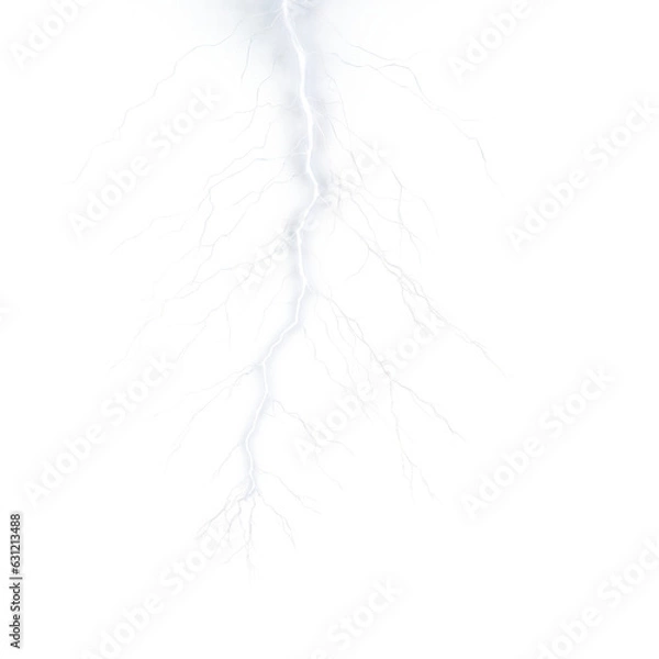 Fototapeta Lightning Strike and Thunder Clipart PNG isolated on Transparent Background.