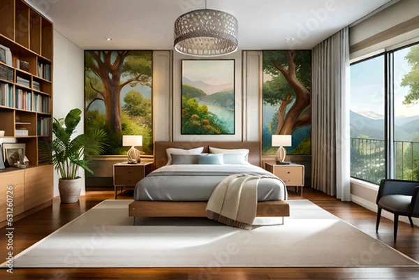 Obraz modern bedroom, modern living room 