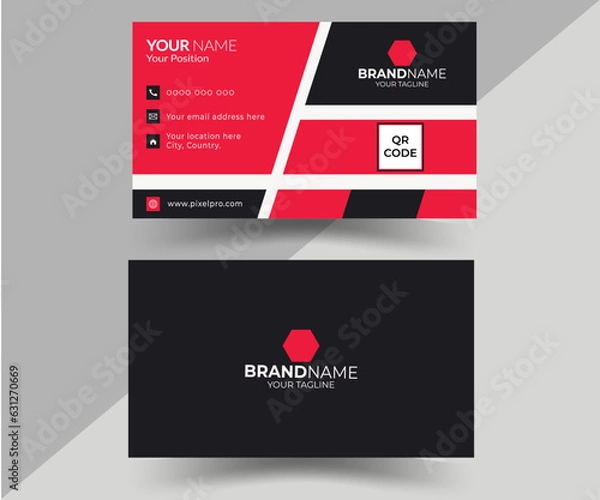 Fototapeta  Pfofessional corporate business card, simple luxary Visiting card template, own editable colorful vector template, Self-modern-vector design, Flat double sided layout design
