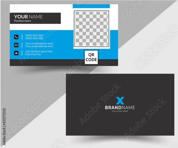 Fototapeta Own Business card template, vector corporate  visiting card layout design, simple self editable popular modern creative professional flat design
