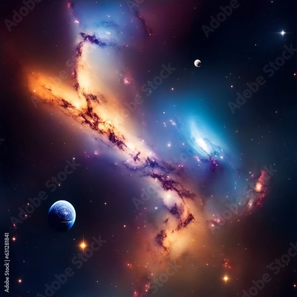 Fototapeta background space, universe, galaxies, planets generated ai