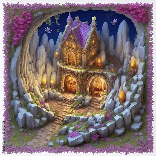 Fototapeta background magical 3D house generated ai