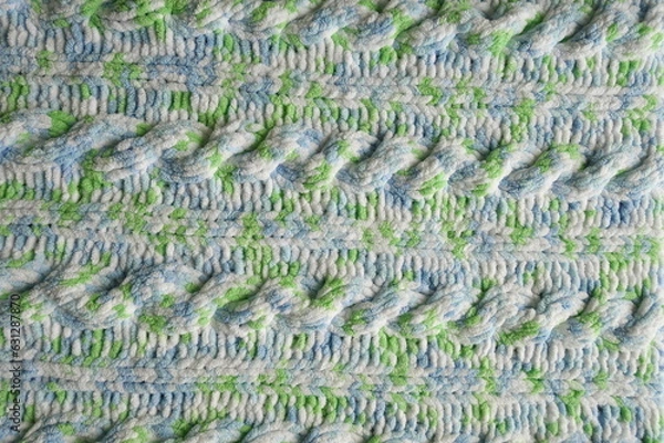 Obraz Blue and green Aran braid cable stitch knitting pattern background