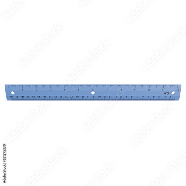 Fototapeta Plastic blue ruler isolated