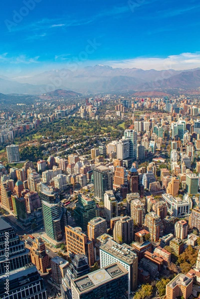 Obraz aerial view city of Santiago in Chile