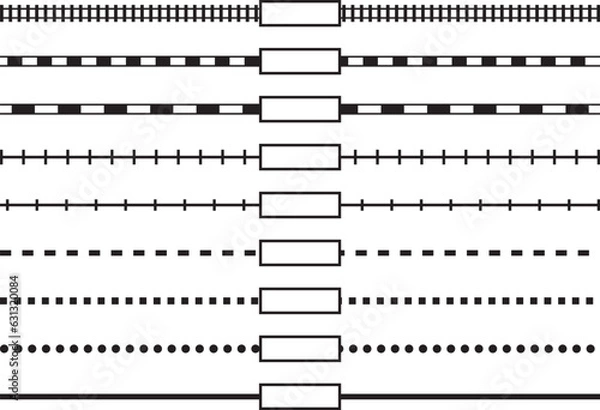 Obraz モノクロの線路風マークのベクターイラストセット