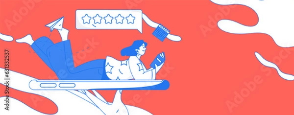 Fototapeta Education learning people flat vector concept hand drawn illustration
