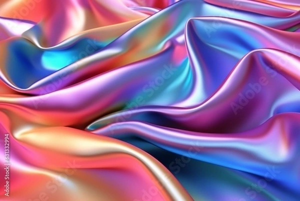Fototapeta abstract background with 3d wave bright gold and purple gradient silk fabric. generative ai