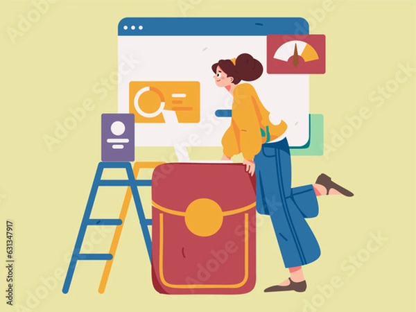 Fototapeta Business People Flat Vector Concept Operation Hand Drawn Illustration
