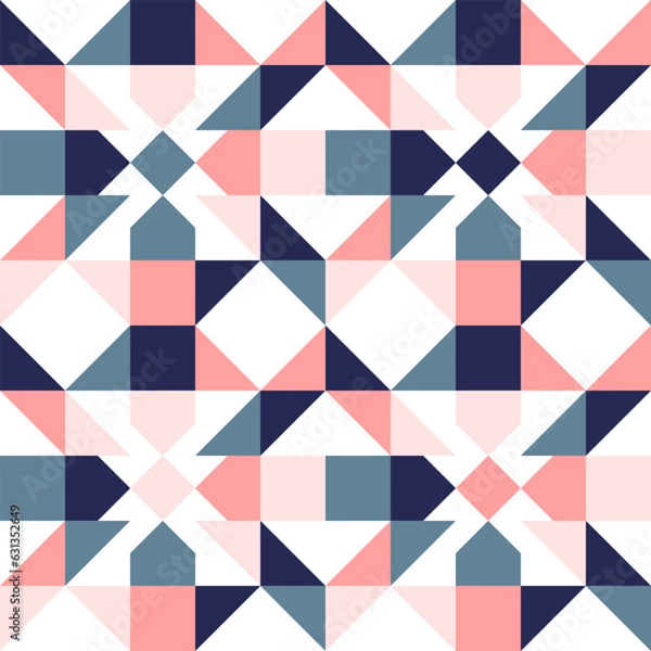 Fototapeta Geometric Mosaic Abstract Pattern Decorative Ornament Background Wall Vector Illustration Pink Blue White