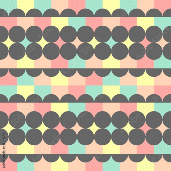 Fototapeta Geometric Mosaic Abstract Pattern Decorative Ornament Background Wall Vector Illustration Blue Yellow Pink