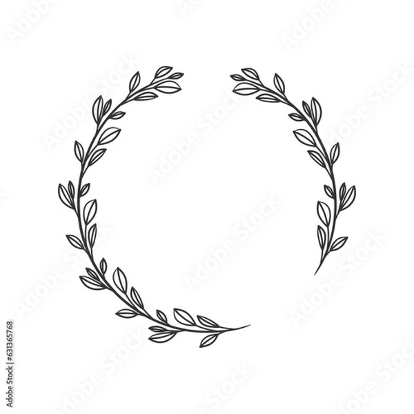 Fototapeta Hand drawn wreath circular vector art black and white