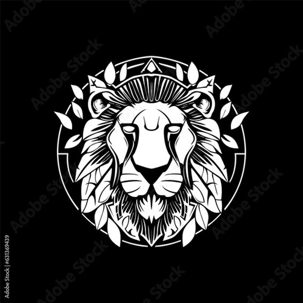Fototapeta Lion's logo Botanical Crest