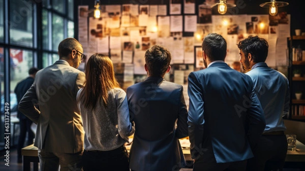 Fototapeta soft of blurred of  backside business team. Group of brainstorming and creative thinking style.