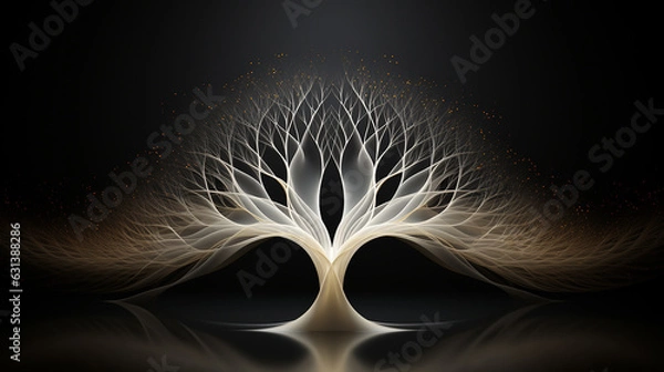 Fototapeta Simple fractal design against a monochrome background, representing constant expansion, generative AI