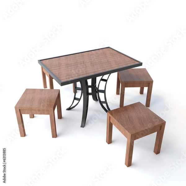 Fototapeta Suit of wooden furniture for a houshold, bar or a hotel