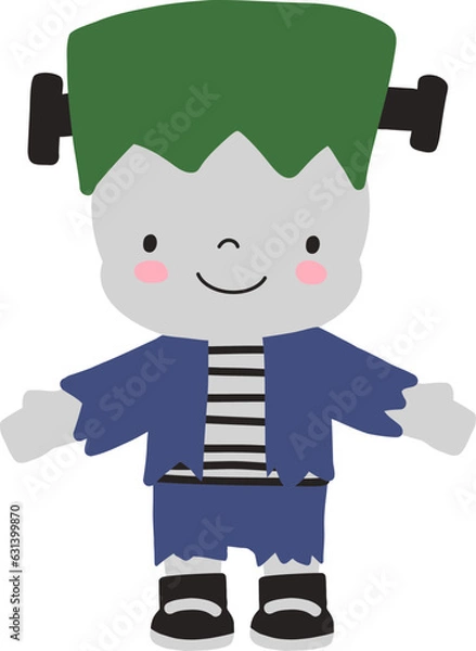 Obraz Halloween frankenstein kid mascot cartoon character illustration