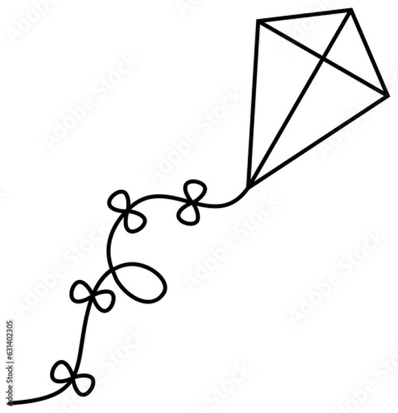 Obraz Kite line icon. Coloring book page for children.