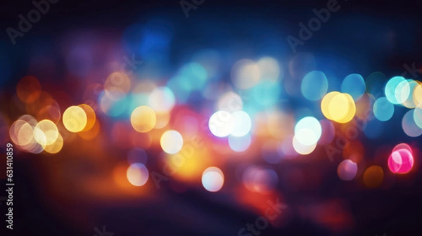 Fototapeta Colorful defocused bokeh lights in blur night background