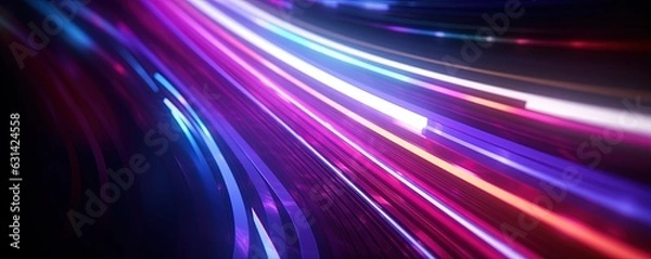 Fototapeta abstract futuristic background with pink blue glowing neon moving high speed wave lines and bokeh lights. Data transfer concept Fantastic wallpaper